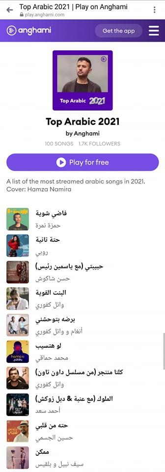 10 أغاني عربية الأكثر استماعا على تطبيق أنغامي