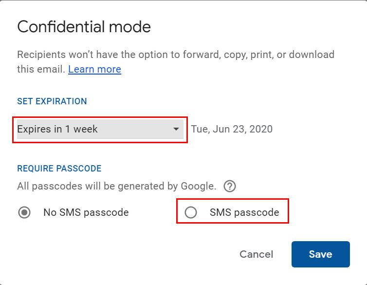 confidential mode gmail