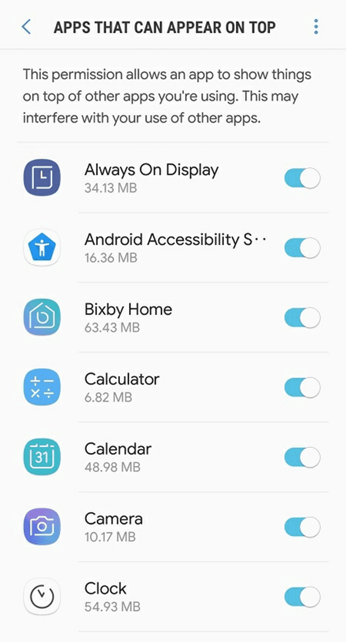 تعطيل Screen Overlay على هواتف Samsung Galaxy