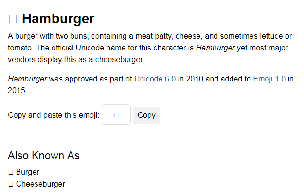 توصيف الـ Cheeseburger بحسب موقع emojipedia