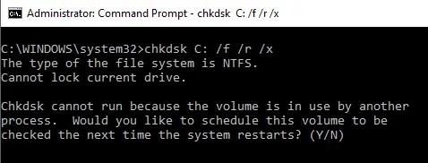 chkdsk موجه الأوامر CMD