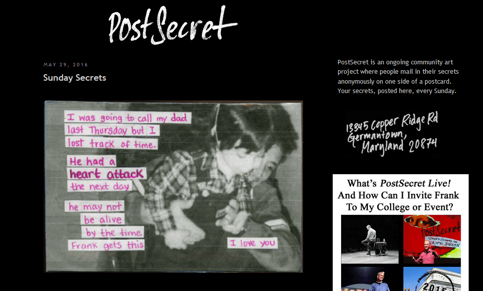 Post Secret مواقع انترنت ممتعة