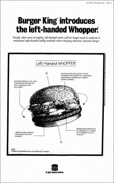 Left-Handed Whopper كذبة Burger King