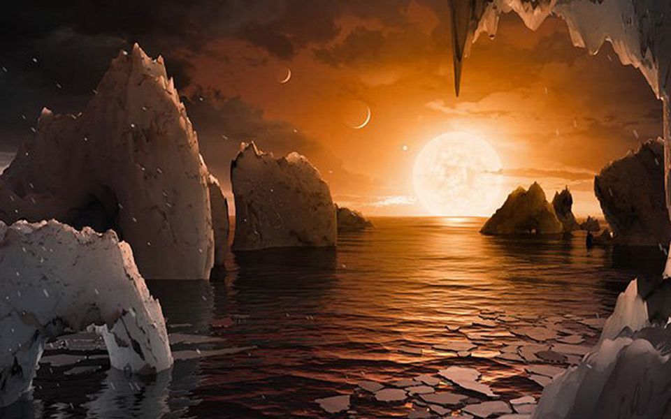 صورة تخيلية لسطح أحد كواكب المجموعة الشمسية الجديدة