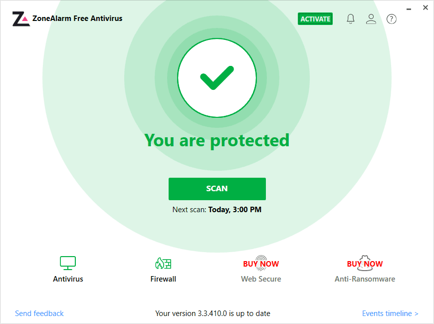 برنامج ZoneAlarm Free Antivirus, ويندوز