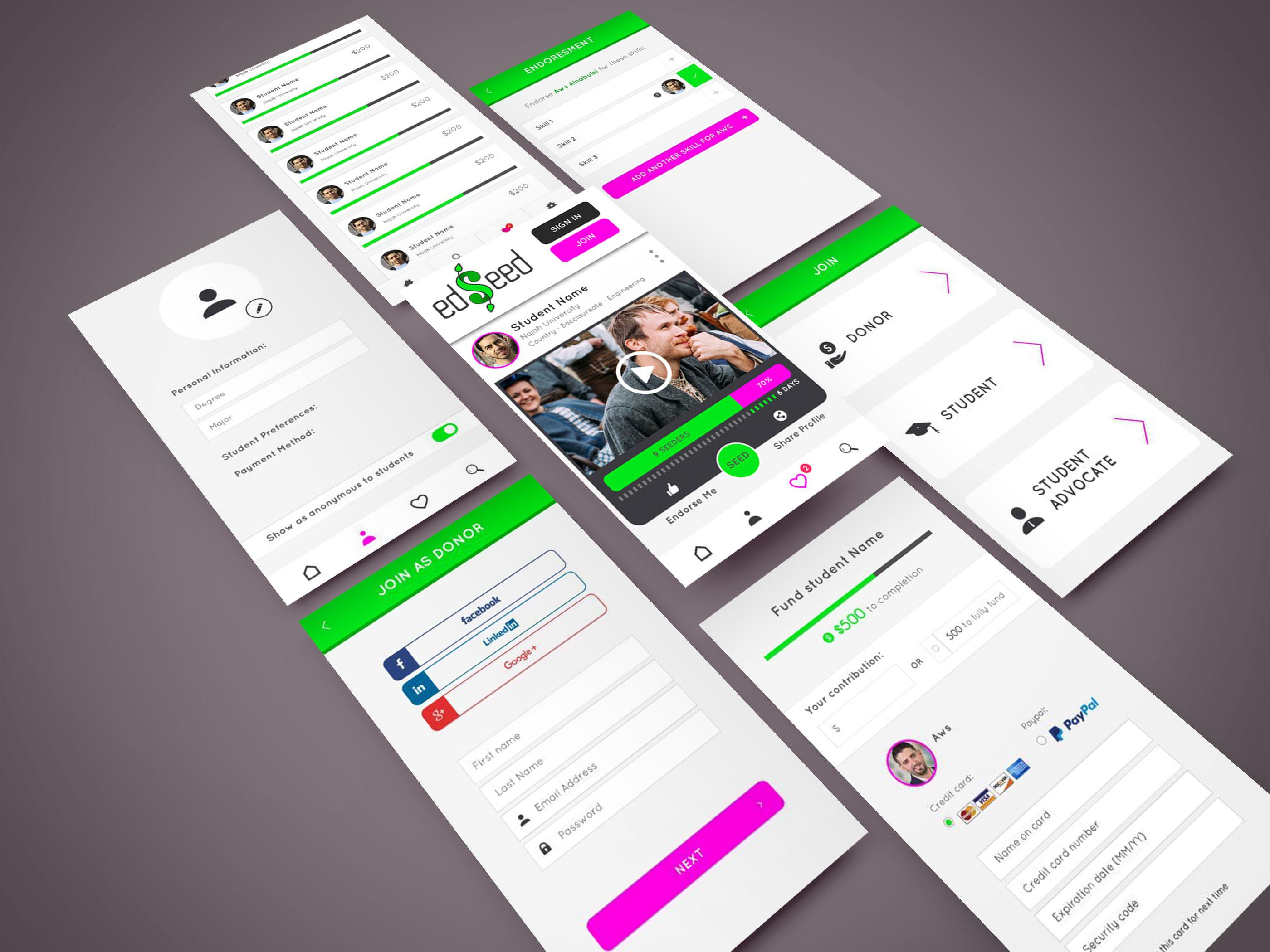 نموذج لواجهة تطبيق EdSeed