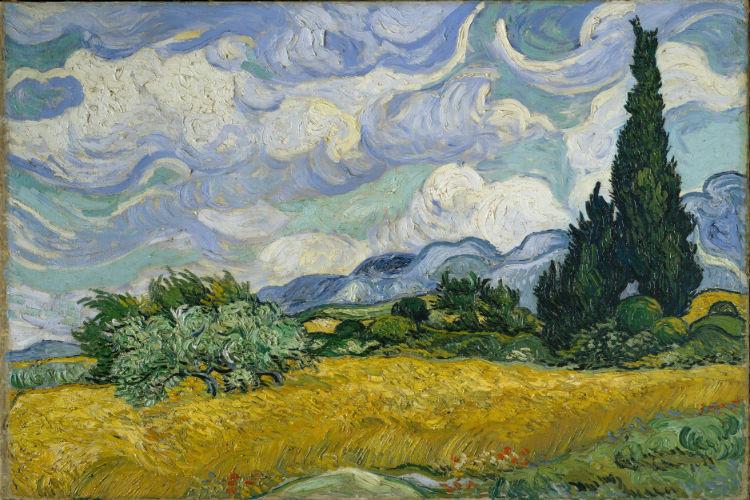 A Wheatfield with Cypresses