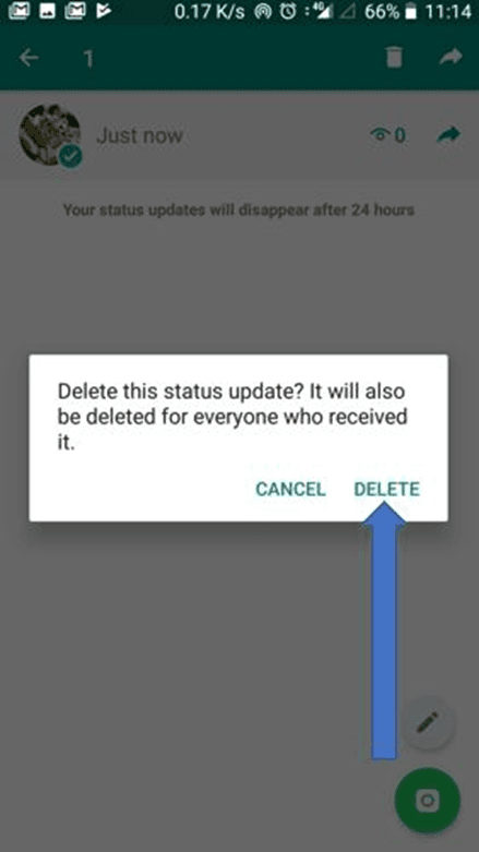  حذف حالة الواتس اب 