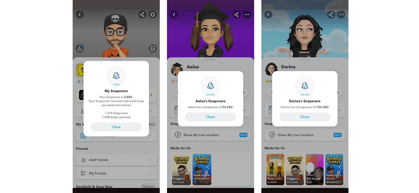 نظام النقاط داخل سناب شات