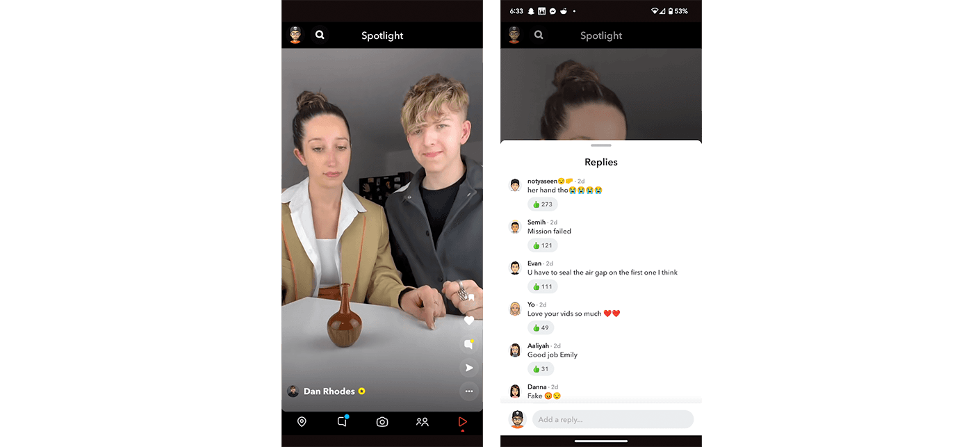 قسم سبوت لايت داخل تطبيق سناب شات 