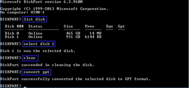 أنظمة إدارة الأقراص - نافذة Disk part