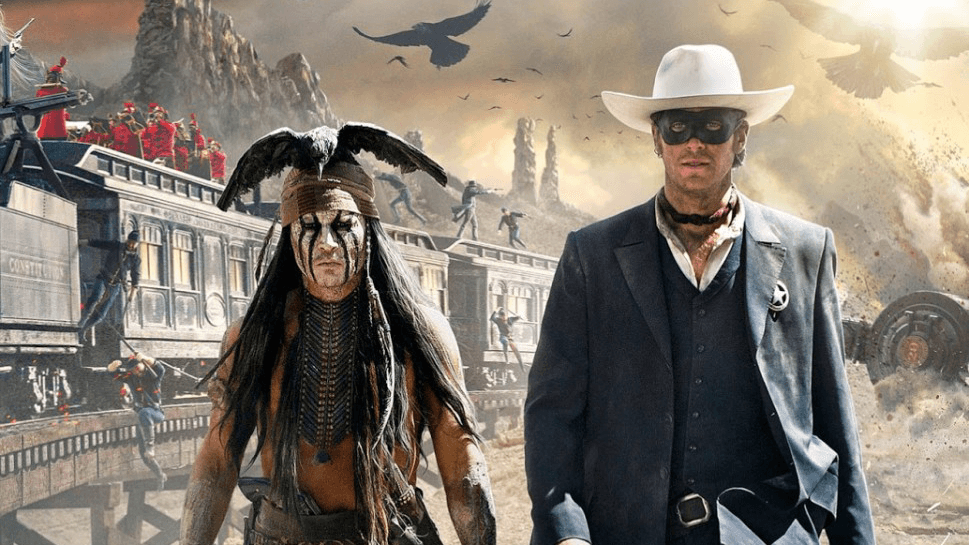 صورة للنجم جوني ديب بهيئة غريبة من فيلم Lone Ranger