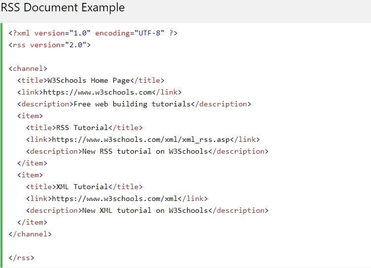 تنسيق البيانات بطريقة RSS