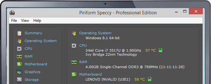 برنامج Speccy لمعرفة حرارة البروسيسور