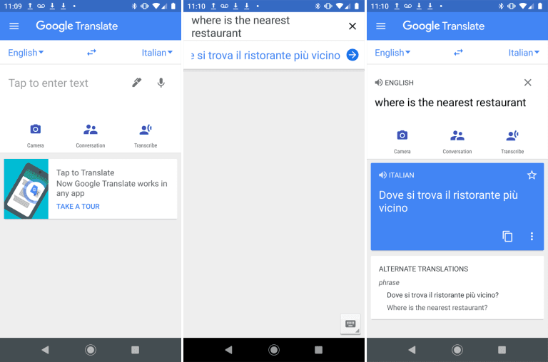 ترجمة النصوص Google text translate