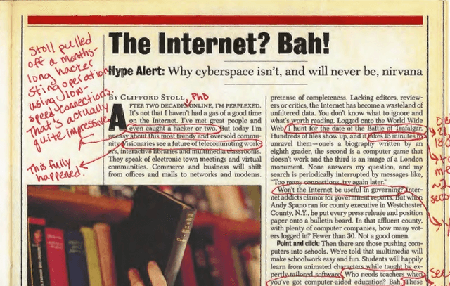 لماذا سيفشل الإنترنت؟ قراءة مستقبلية من عام 1995