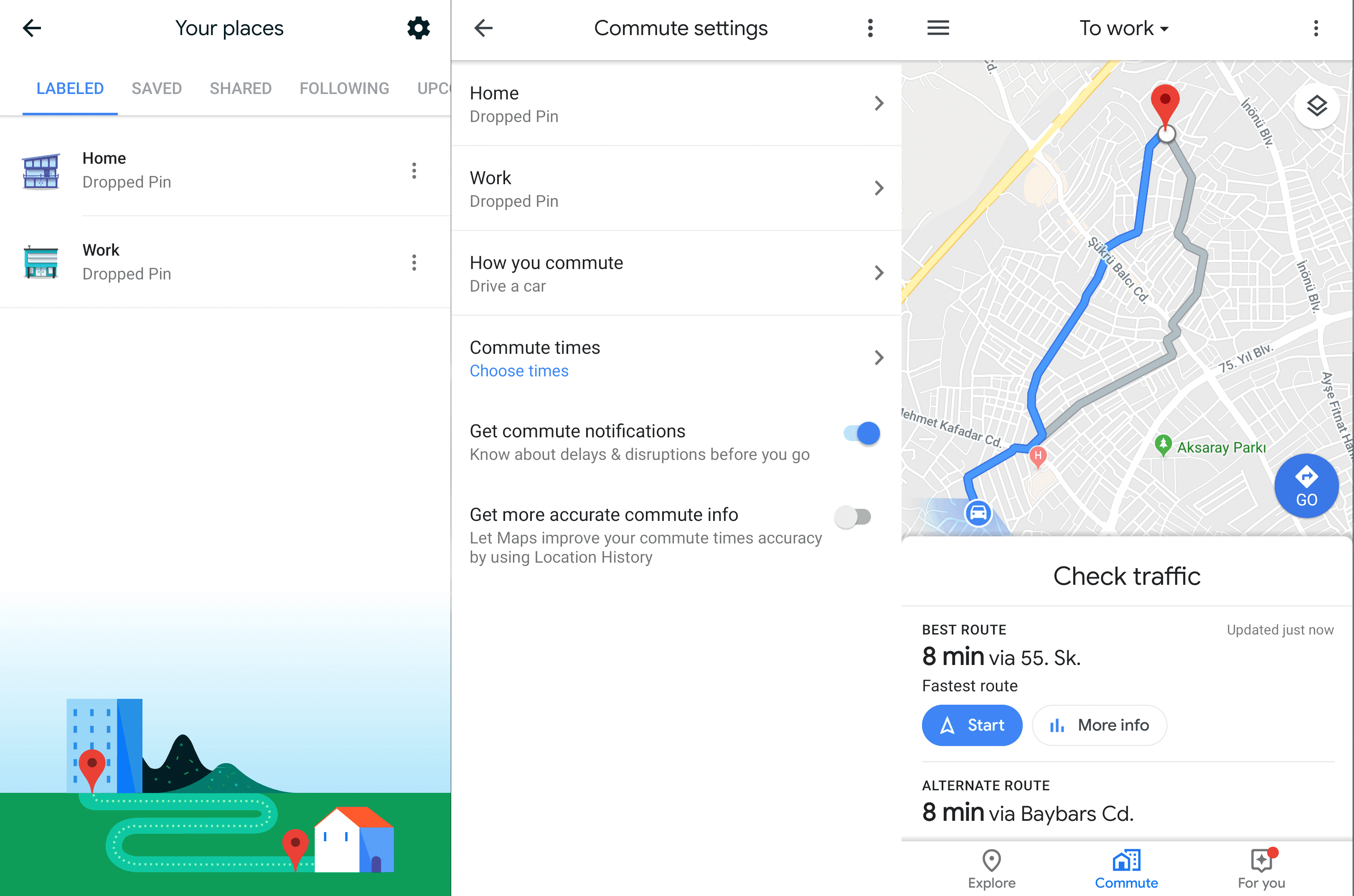 تطبيق خرائط جوجل - commute