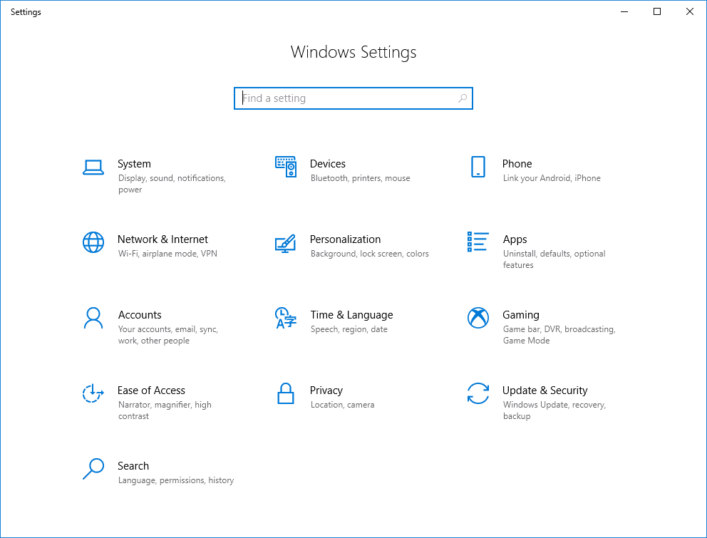 windows10 settings