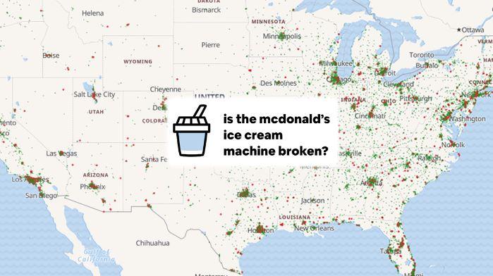 صورة تشير إلى آلات البوظة المعطلة في مطاعم ماكدونالدز في الولايات المتحدة