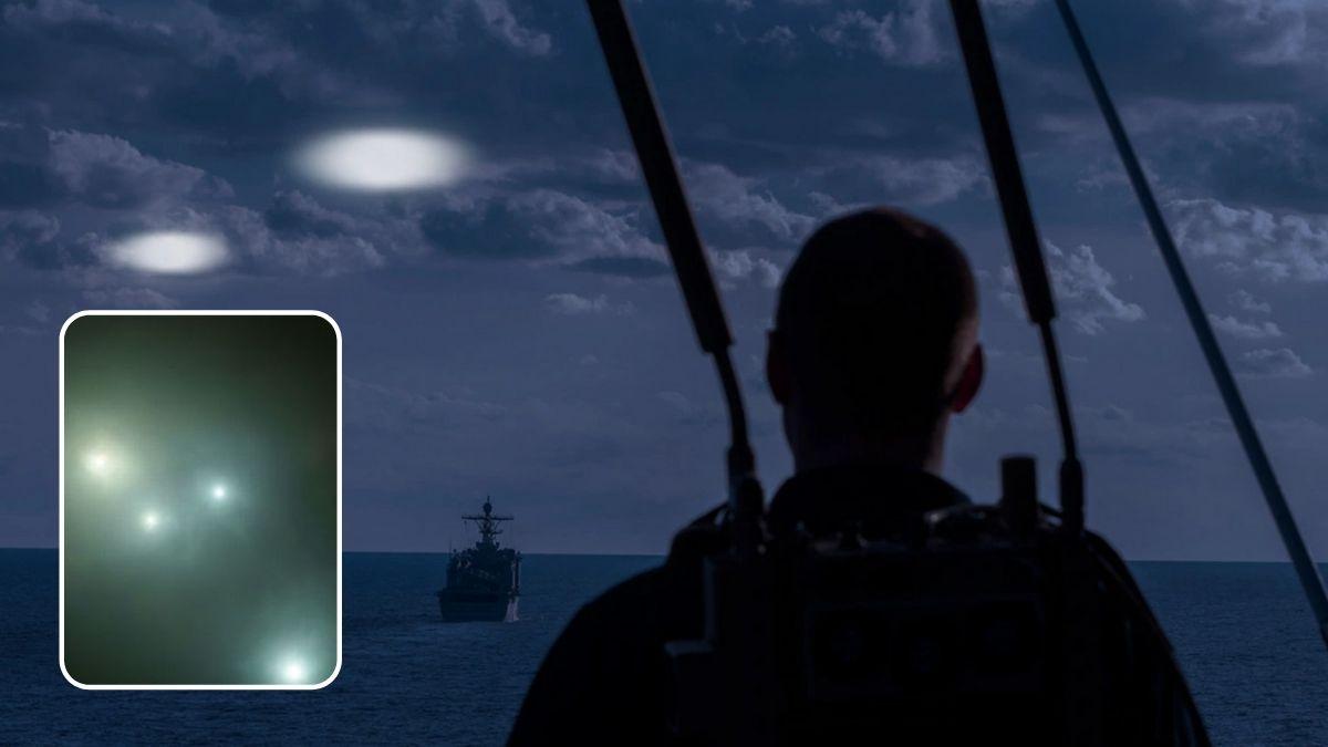 كرات من نور تتبع سفينة حربية أمريكية