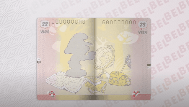 جواز السفر البلجيكي مزين بصور تان تان والسنافر وغيرها من الشخصيات الكرتونية