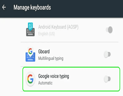 كيفية إيقاف تشغيل الكتابة الصوتية من Google - خطوة 3
