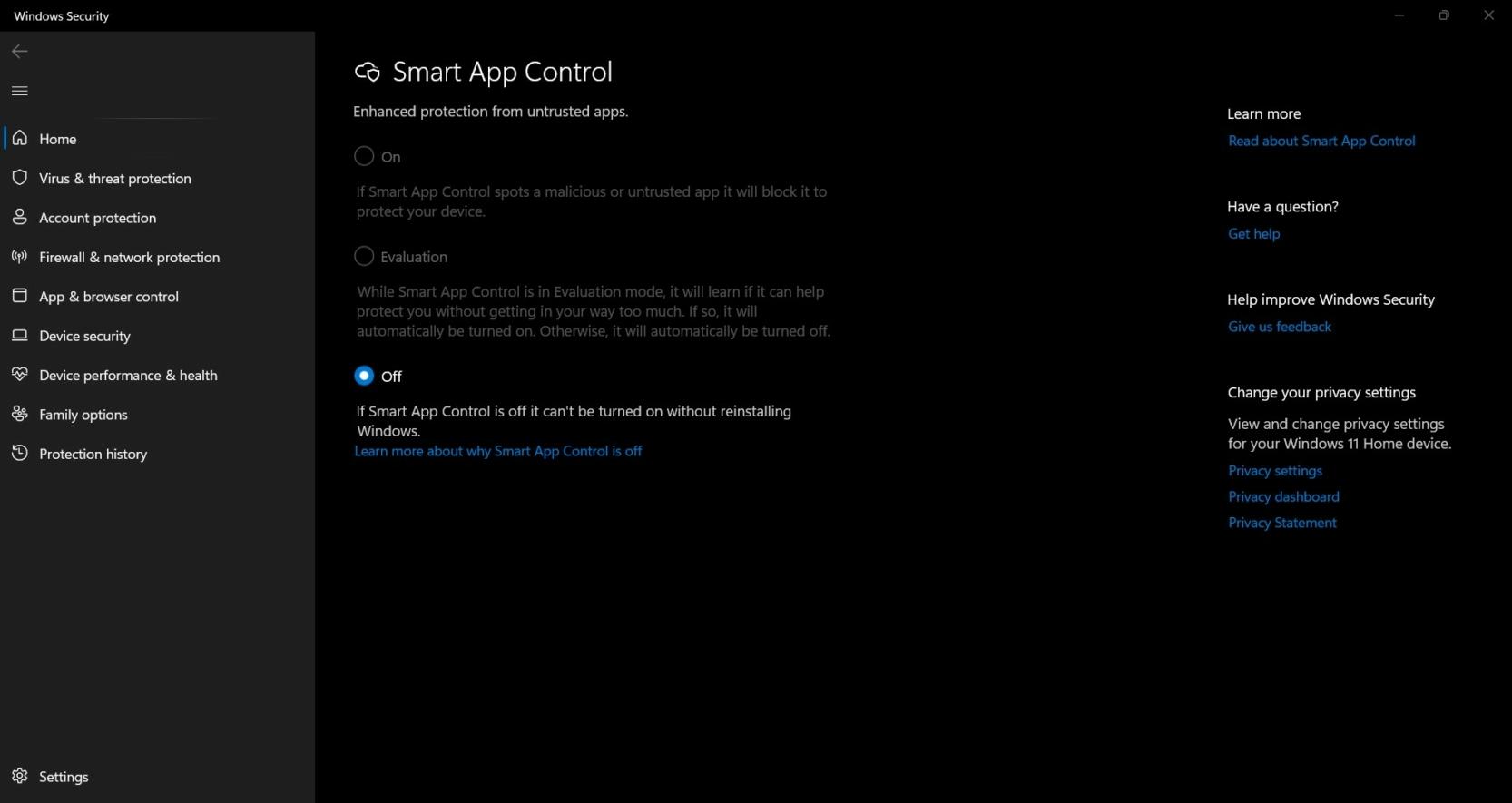 خاصية التحكم الذكي في التطبيقات في تحديث ويندوز 11