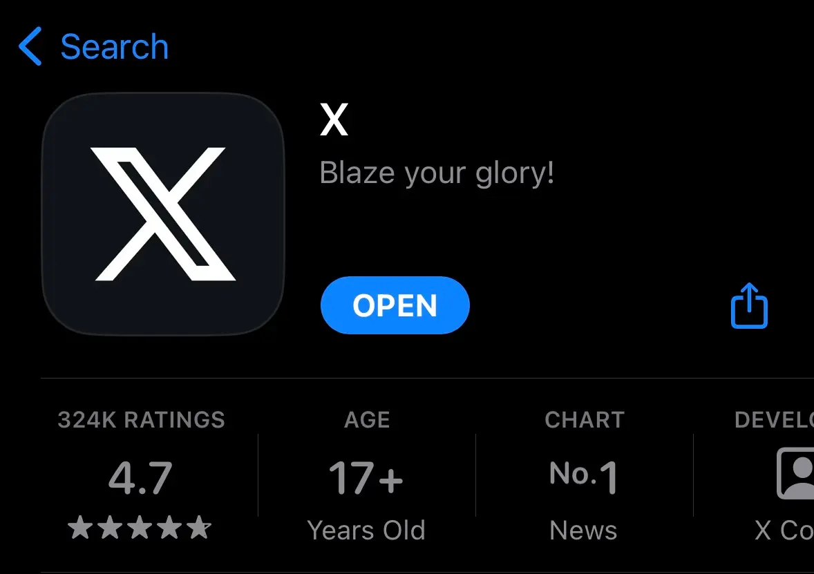 Search in the X application