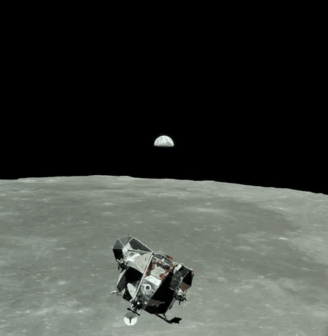 A satellite in space above the moon</p>
<p>Description automatically generated
