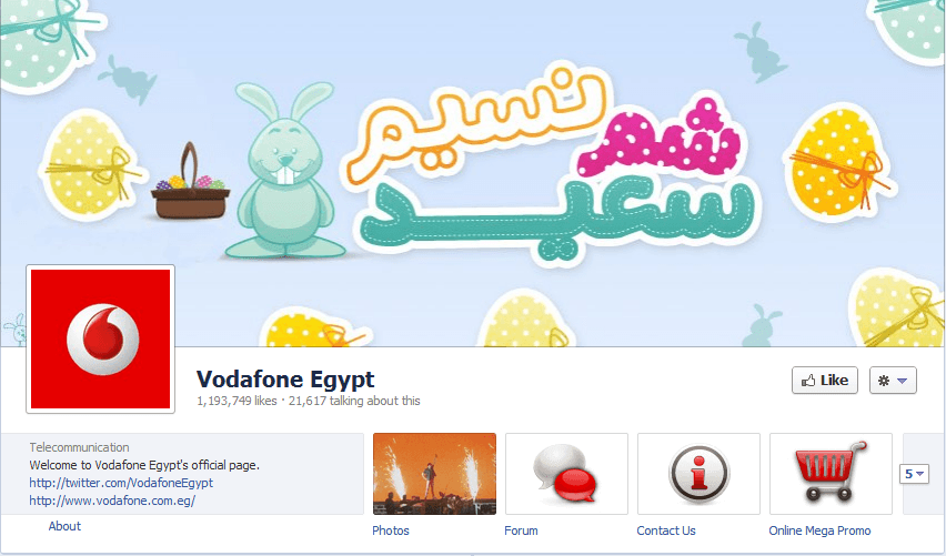 صفحة فودافون مصر _ فيسبوك