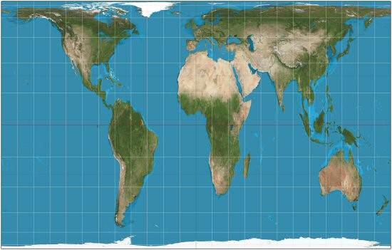 خريطة العالم الحقيقية لـ"أرنو بيترز" ... لاحظ حجم غرينلاند و طول افريقيا !!!