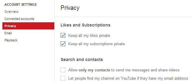 الخصوصية في اليوتيوب