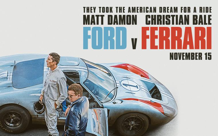 Matt Damon وChristian Bale في بوستر فيلم Ford V Ferrari
