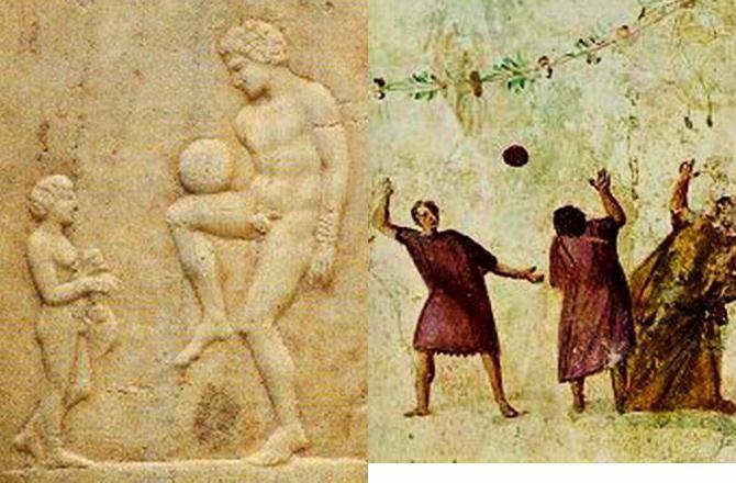 كرة القدم - آثار تبيّن لعبة Episkyros في اليونان.