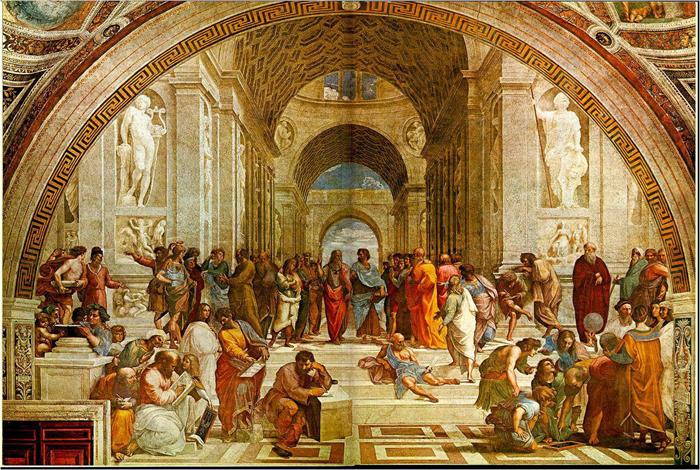ظهور ابن رشد في لوحة "مدرسة أثينا" الشهيرة.