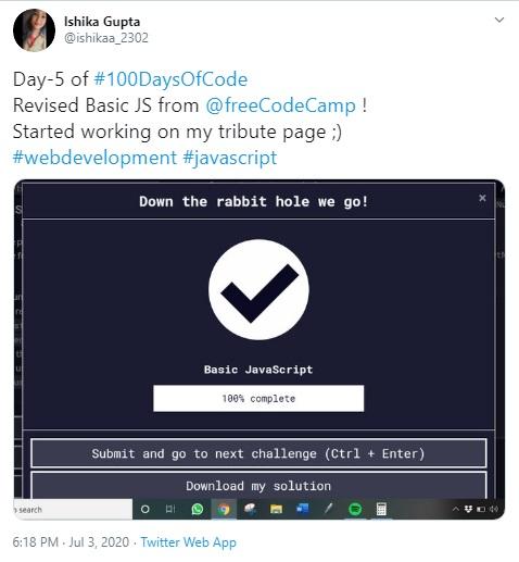 تحدي 100DaysOfCode