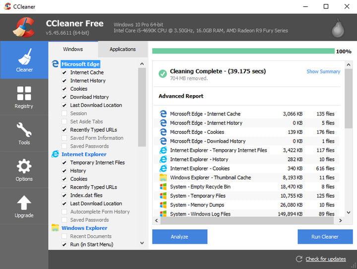 حذف الكوكيز باستخدام CCleaner