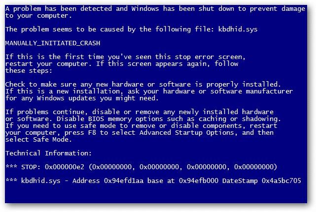 شاشة الموت الزرقاء في Windows 7 
