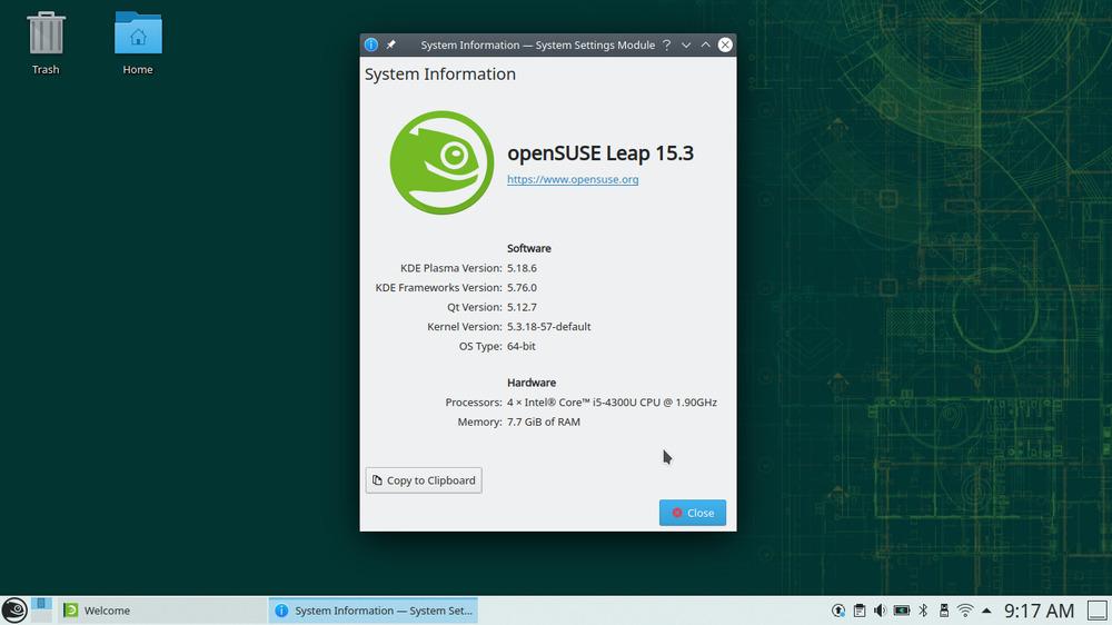 openSUSE Leap 15.3 KDE Plasma Desktop