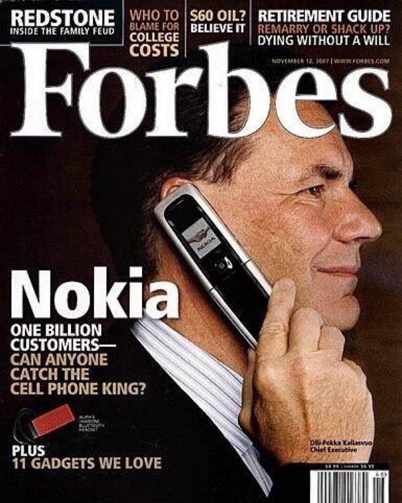 “نوكيا، هل يمكن لأي أحد اللحاق بملك صناعة الهواتف المحمولة” كان هذا عنوان غلاف مجلة فوربس في عام 2007