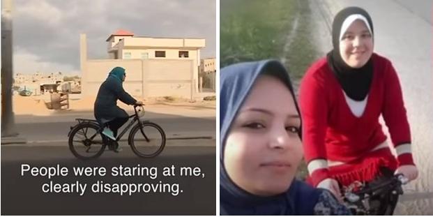 آمنة سليمان - ركوب الدراجة في غزة