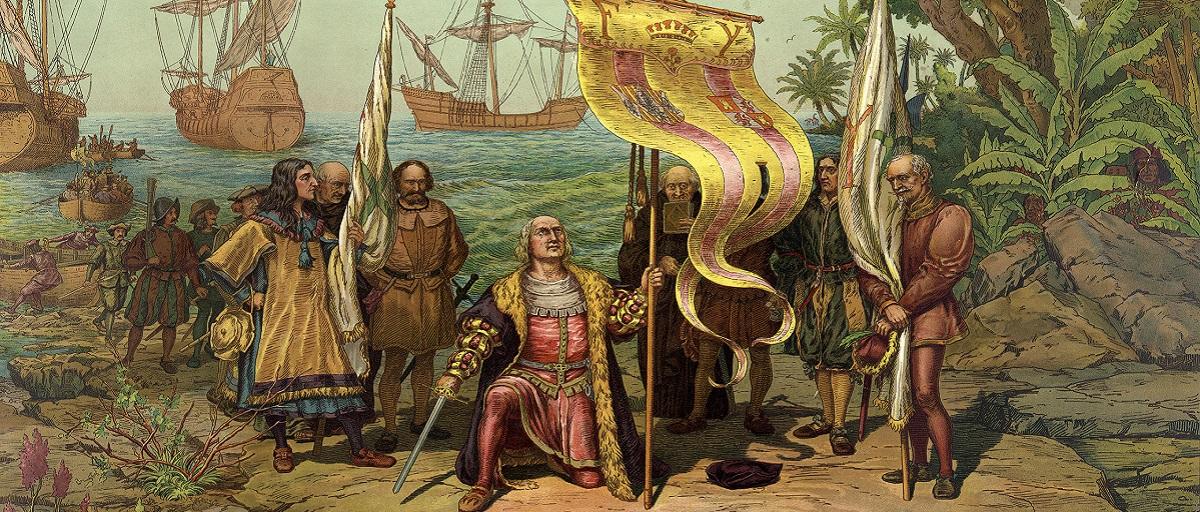 كولومبوس يضع قدمه في شاطئ العالم الجديد 1492 م