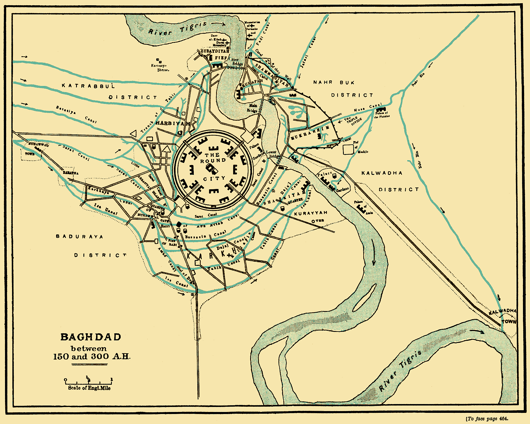 خريطة موقع بناء مدينة بغداد