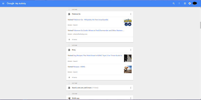 google-activity-page