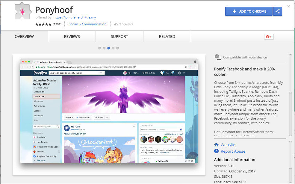 لمحبي الألوان والحركات … إضافات لمتصفح جوجل كروم لتخصيص استخدامك لفيسبوك Ponyhoof
